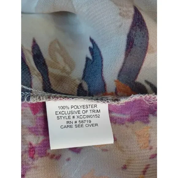 NY Collection Floral Blouse Embellished Beaded V-Neck Top Women's XL Fairy Boho - Picture 9 of 10